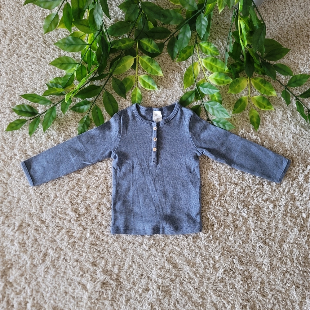 Baby Boy Heather Blue Henley Shirt (6-9 Months)